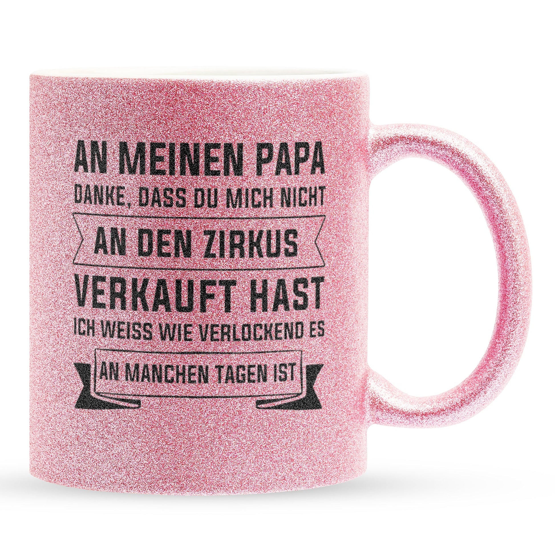 22Feels® Papa Geschenk - Glitzertasse mit Spruch (Pink, 320ml)-Glitzertasse Pink 320ml-22Feels