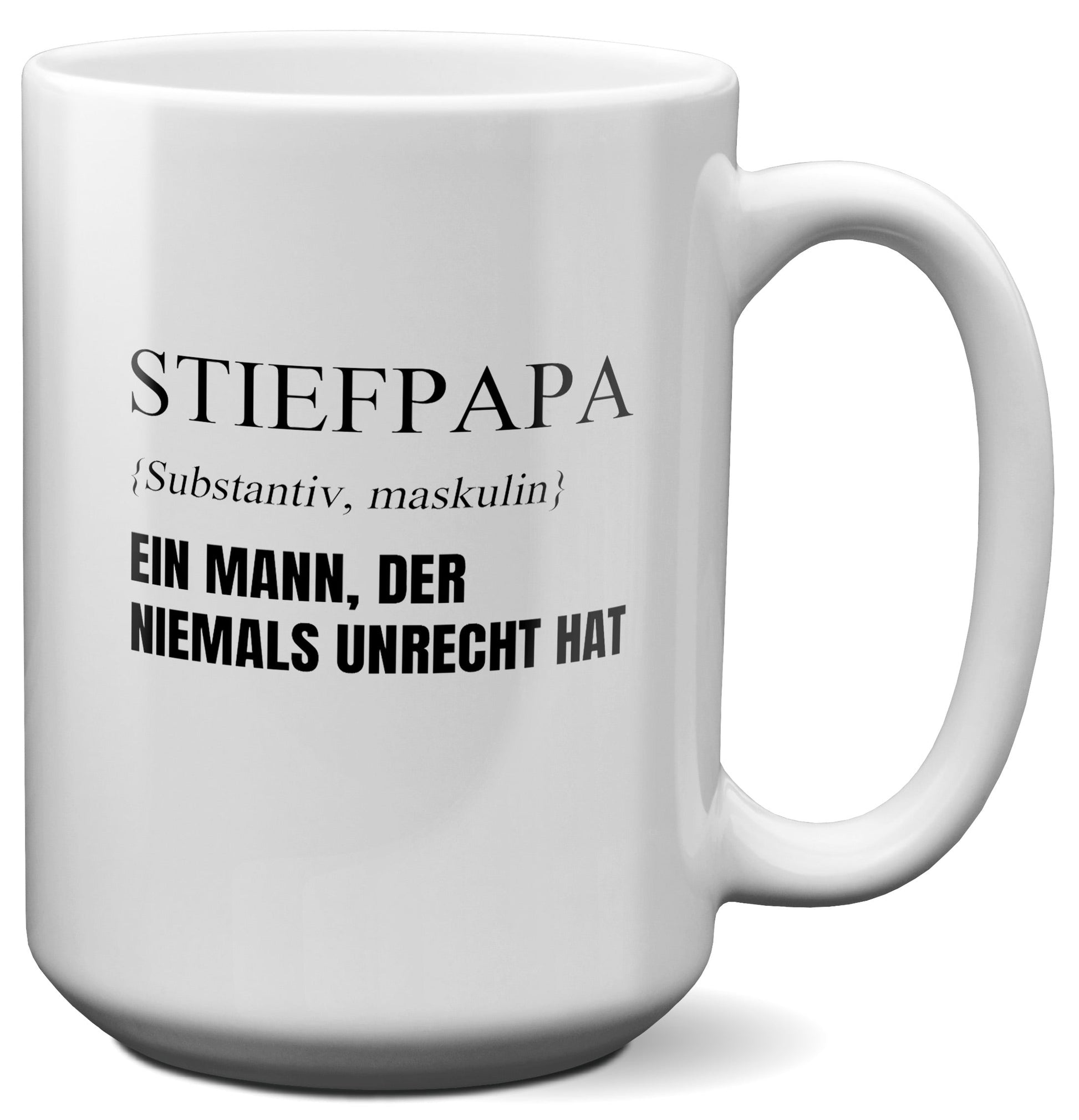 22Feels® Stiefvater Geschenk - XL Tasse mit Spruch (Weiss, 440ml)-Weisse XL Tasse 440ml-22Feels