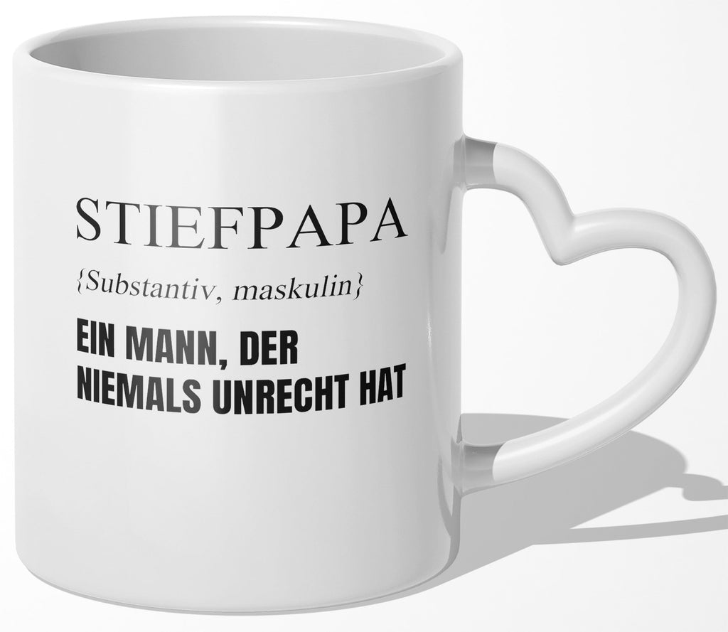 22Feels® Stiefvater Geschenk - Tasse mit Spruch (Herzhenkel, Weiss, 320ml)-Tasse Weiss Herzhenkel 320ml-22Feels