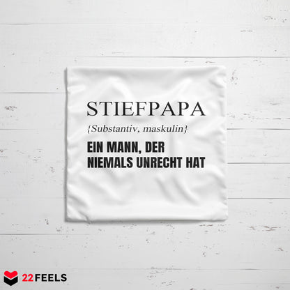 22Feels® Stiefvater Geschenk - Kissen mit Spruch (Weiss 40x40cm)-Kissen Weiss 40x40-22Feels