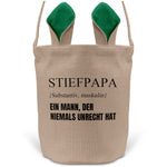 22Feels® Stiefpapa Stiefvater Osterkorb mit Henkel Ostergeschenk Tragetasche Ostern Deko Osternest Körbchen Hasenohren (Beige/Grün)-Ostern Tragetasche-22Feels