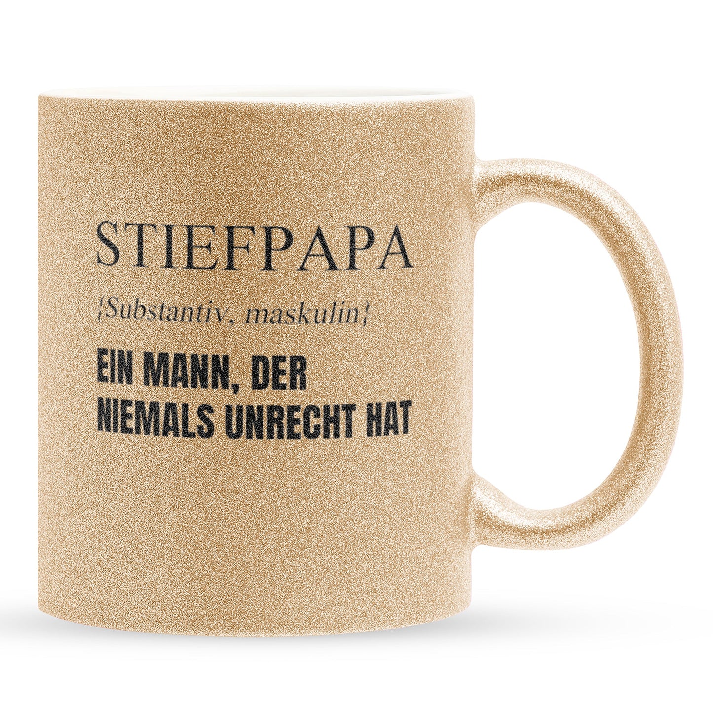 22Feels® Stiefvater Geschenk - Glitzertasse mit Spruch (Gold, 320ml)-Glitzertasse Gold 320ml-22Feels