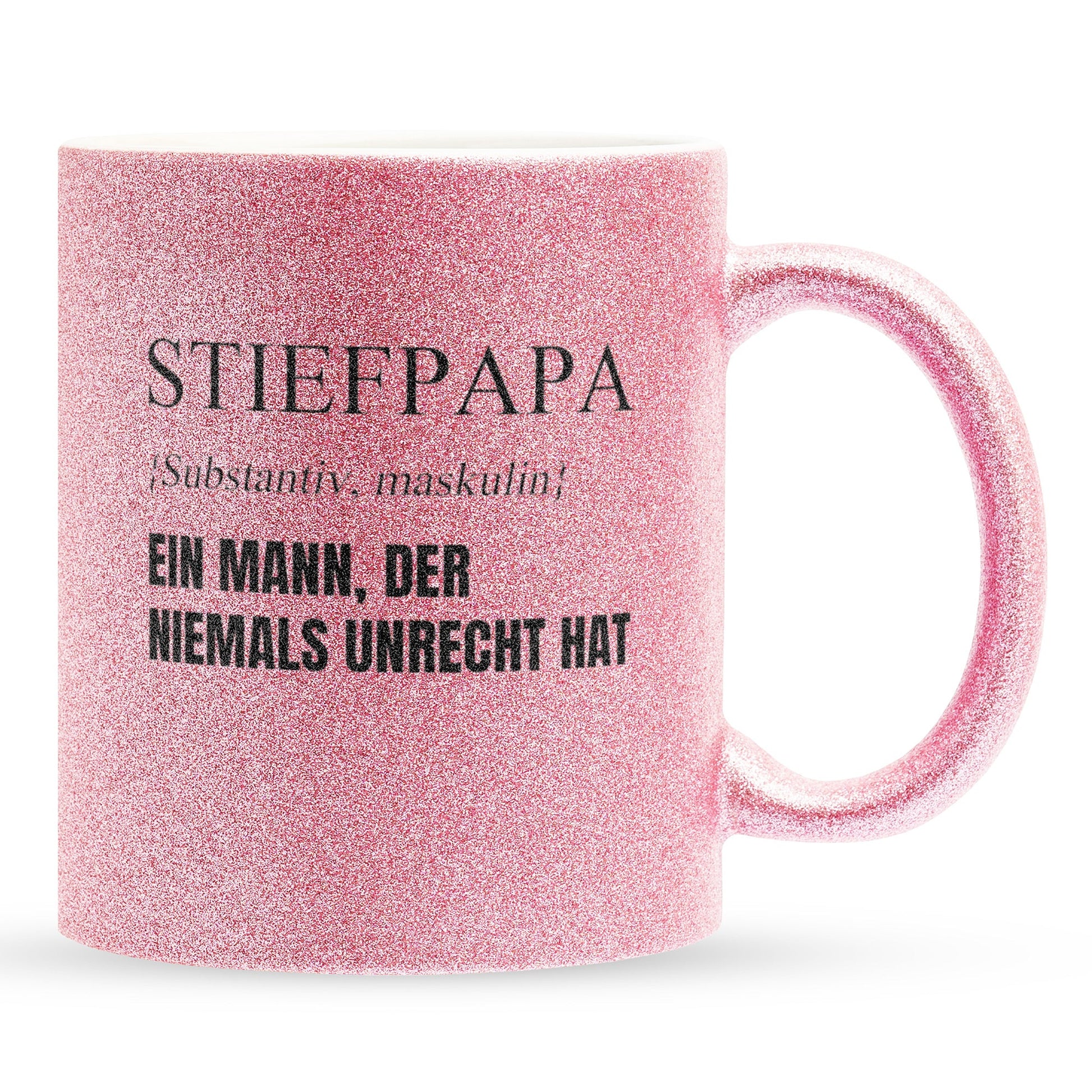 22Feels® Stiefvater Geschenk - Glitzertasse mit Spruch (Pink, 320ml)-Glitzertasse Pink 320ml-22Feels