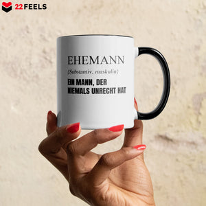 22Feels® Ehemann Geschenk zum Hochzeitstag, Valentinstag etc. - Tasse mit Spruch (Weiss-Schwarz, 320ml)-TwoTone Tasse Weiss-Schwarz 320ml-22Feels