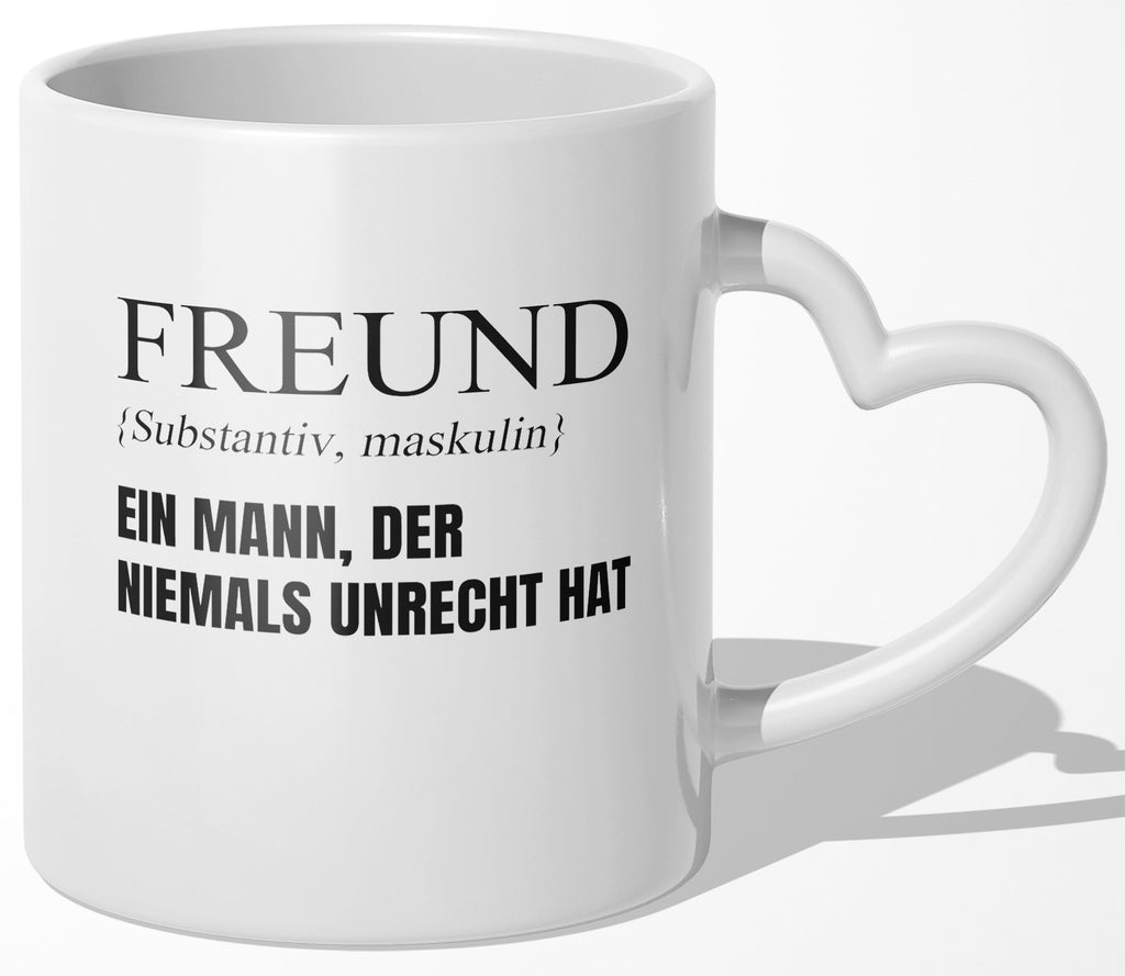 22Feels® Freund Geschenk zum Jahrestag, Valentinstag etc. - Tasse mit Spruch (Herzhenkel, Weiss, 320ml)-Tasse Weiss Herzhenkel 320ml-22Feels