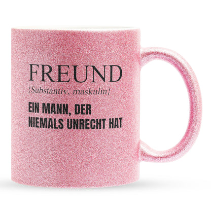 22Feels® Freund Geschenk zum Jahrestag, Valentinstag etc. - Glitzertasse mit Spruch (Pink, 320ml)-Glitzertasse Pink 320ml-22Feels