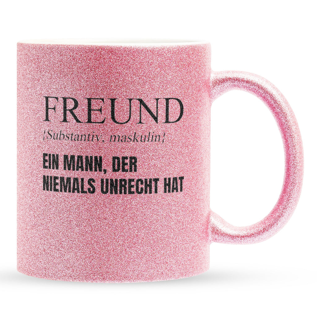 22Feels® Freund Geschenk zum Jahrestag, Valentinstag etc. - Glitzertasse mit Spruch (Pink, 320ml)-Glitzertasse Pink 320ml-22Feels