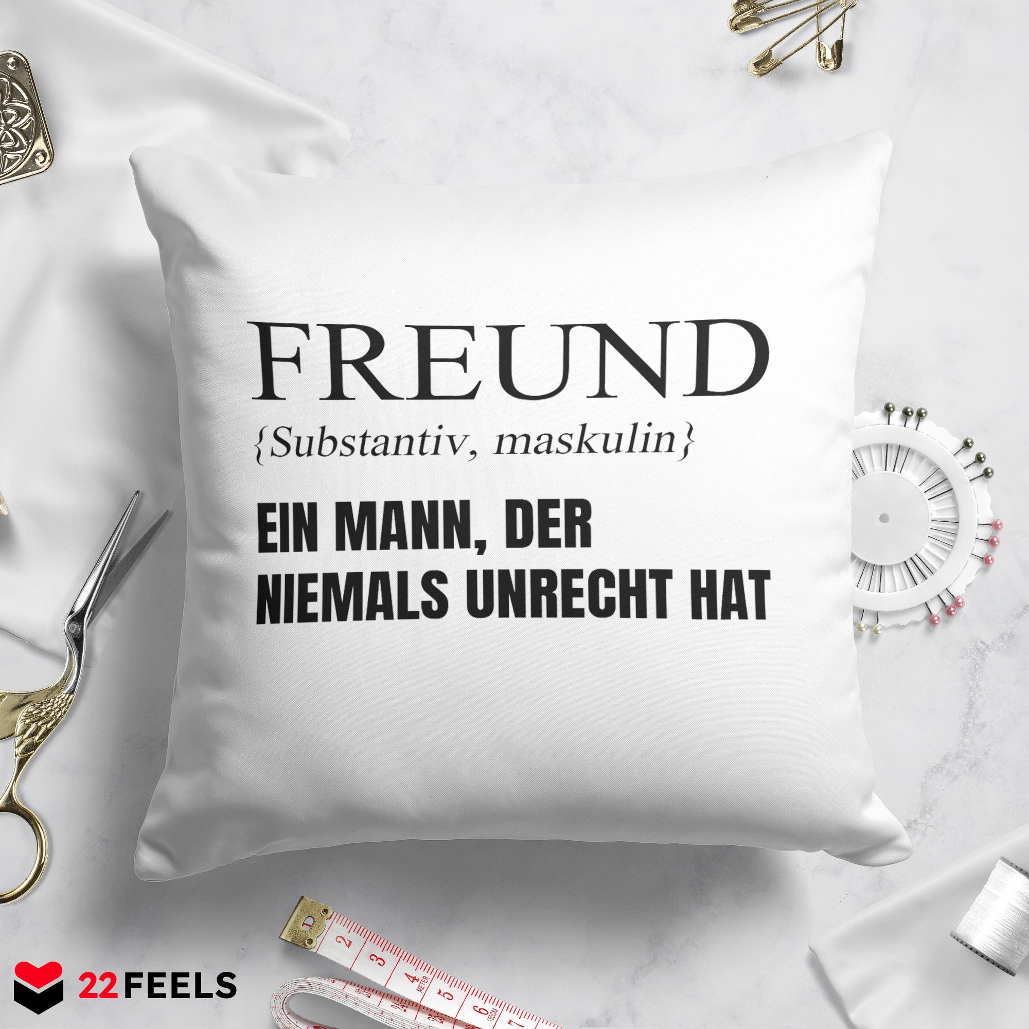 22Feels® Freund Geschenk zum Jahrestag, Valentinstag etc. - Kissen mit Spruch (Weiss 40x40cm)-Kissen Weiss 40x40-22Feels