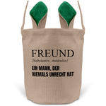 22Feels® Freund Paar Osterkorb mit Henkel Ostergeschenk Tragetasche Ostern Deko Osternest Körbchen Hasenohren (Beige/Grün)-Ostern Tragetasche-22Feels
