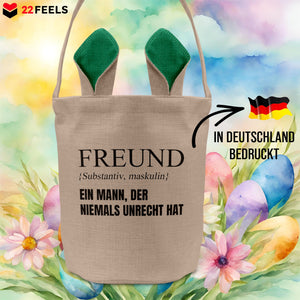 22Feels® Freund Paar Osterkorb mit Henkel Ostergeschenk Tragetasche Ostern Deko Osternest Körbchen Hasenohren (Beige/Grün)-Ostern Tragetasche-22Feels