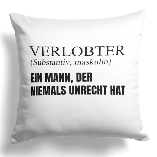 22Feels® Verlobter Geschenk - Kissen mit Spruch (Weiss 40x40cm)-Kissen Weiss 40x40-22Feels