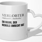 22Feels® Verlobter Geschenk - Tasse mit Spruch (Herzhenkel, Weiss, 320ml)-Tasse Weiss Herzhenkel 320ml-22Feels