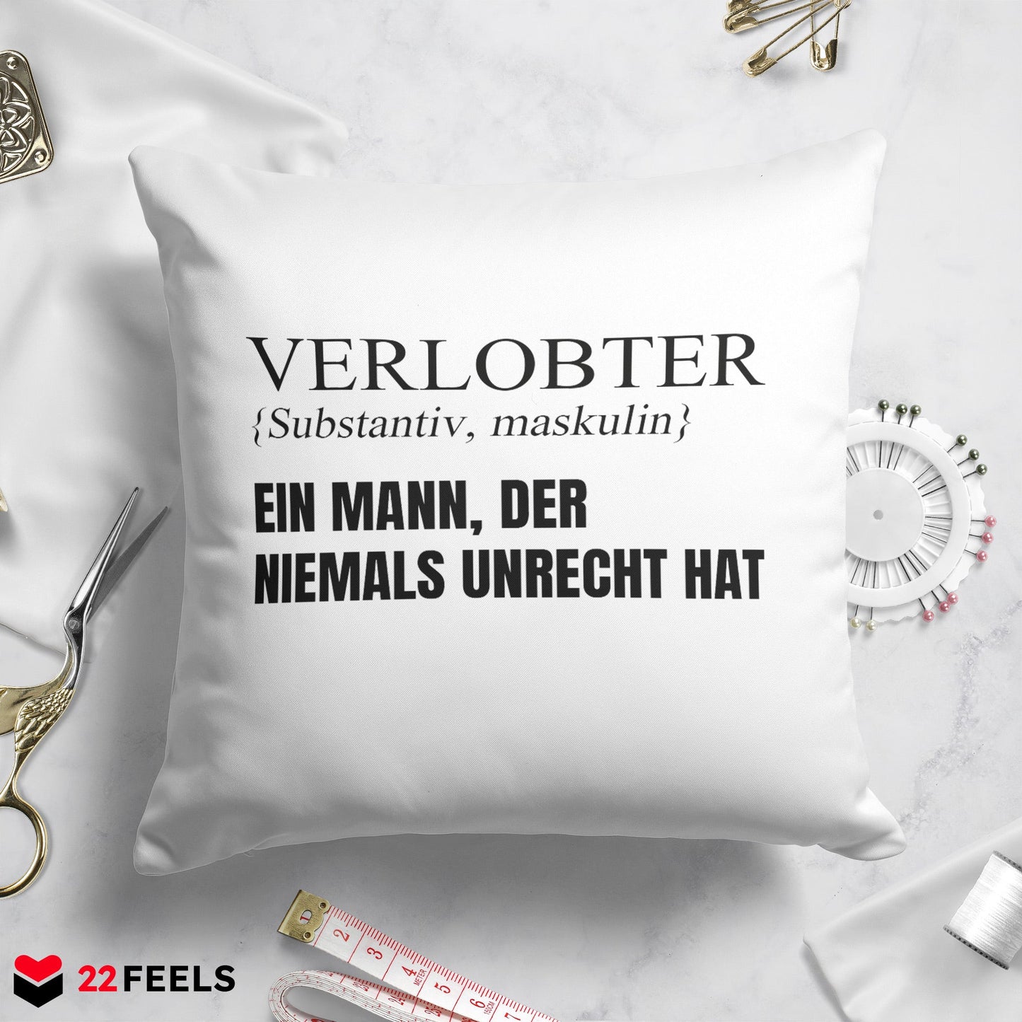 22Feels® Verlobter Geschenk - Kissen mit Spruch (Weiss 40x40cm)-Kissen Weiss 40x40-22Feels