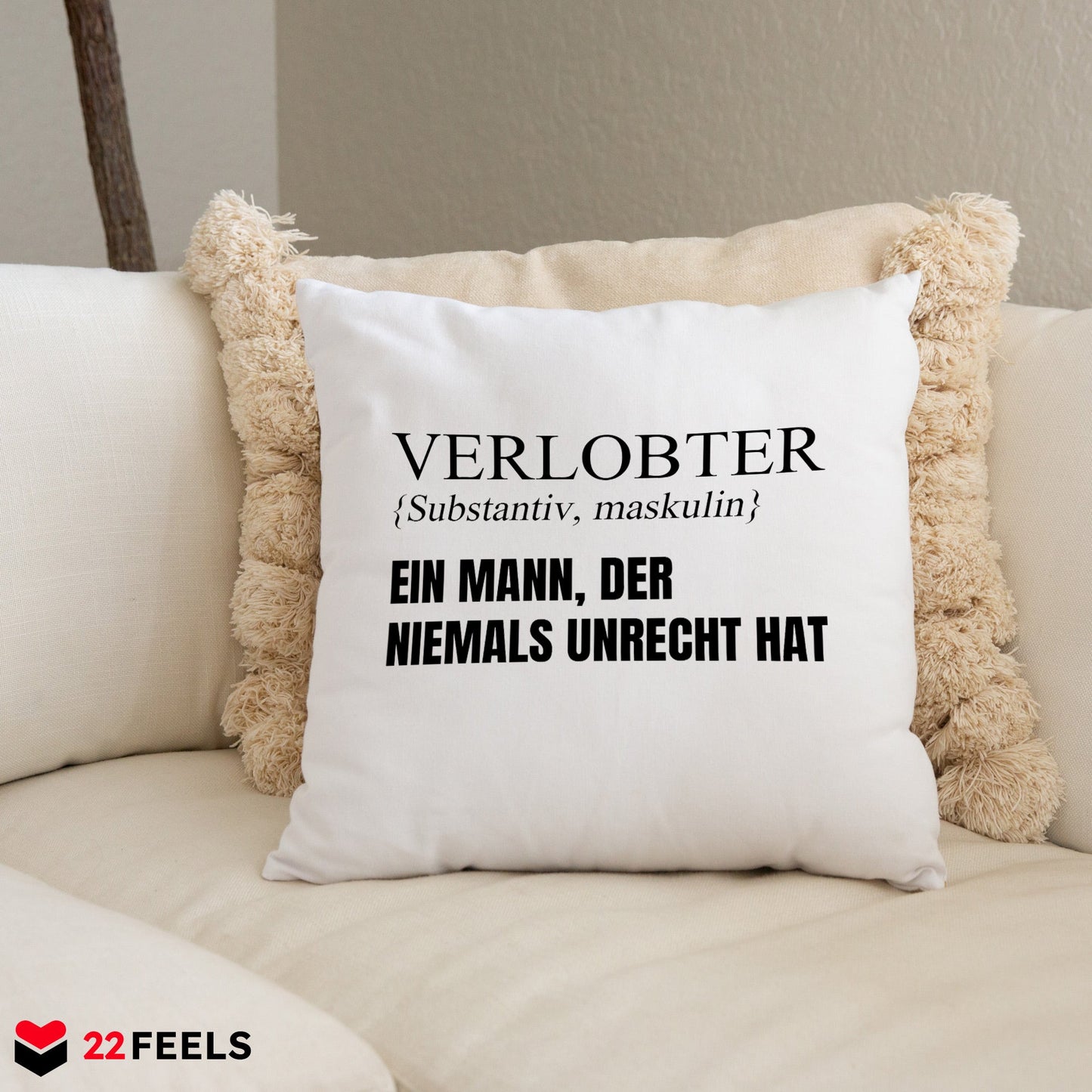 22Feels® Verlobter Geschenk - Kissen mit Spruch (Weiss 40x40cm)-Kissen Weiss 40x40-22Feels