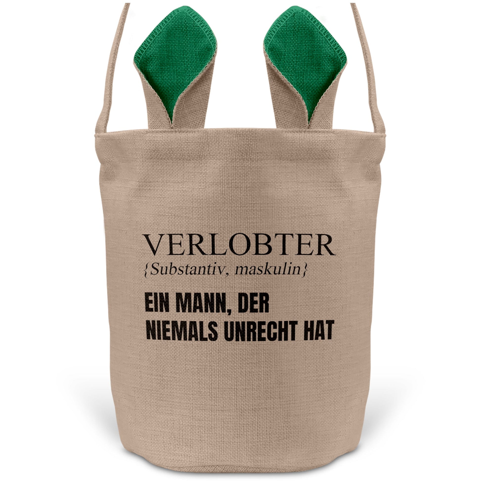 22Feels® Verlobter Männer Osterkorb mit Henkel Ostergeschenk Tragetasche Ostern Deko Osternest Körbchen Hasenohren (Beige/Grün)-Ostern Tragetasche-22Feels