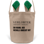 22Feels® Verlobter Männer Osterkorb mit Henkel Ostergeschenk Tragetasche Ostern Deko Osternest Körbchen Hasenohren (Beige/Grün)-Ostern Tragetasche-22Feels