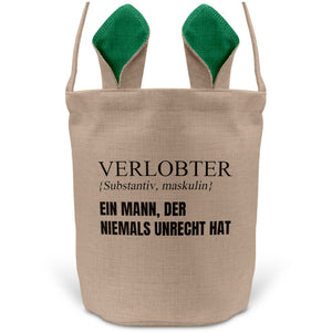 22Feels® Verlobter Männer Osterkorb mit Henkel Ostergeschenk Tragetasche Ostern Deko Osternest Körbchen Hasenohren (Beige/Grün)-Ostern Tragetasche-22Feels