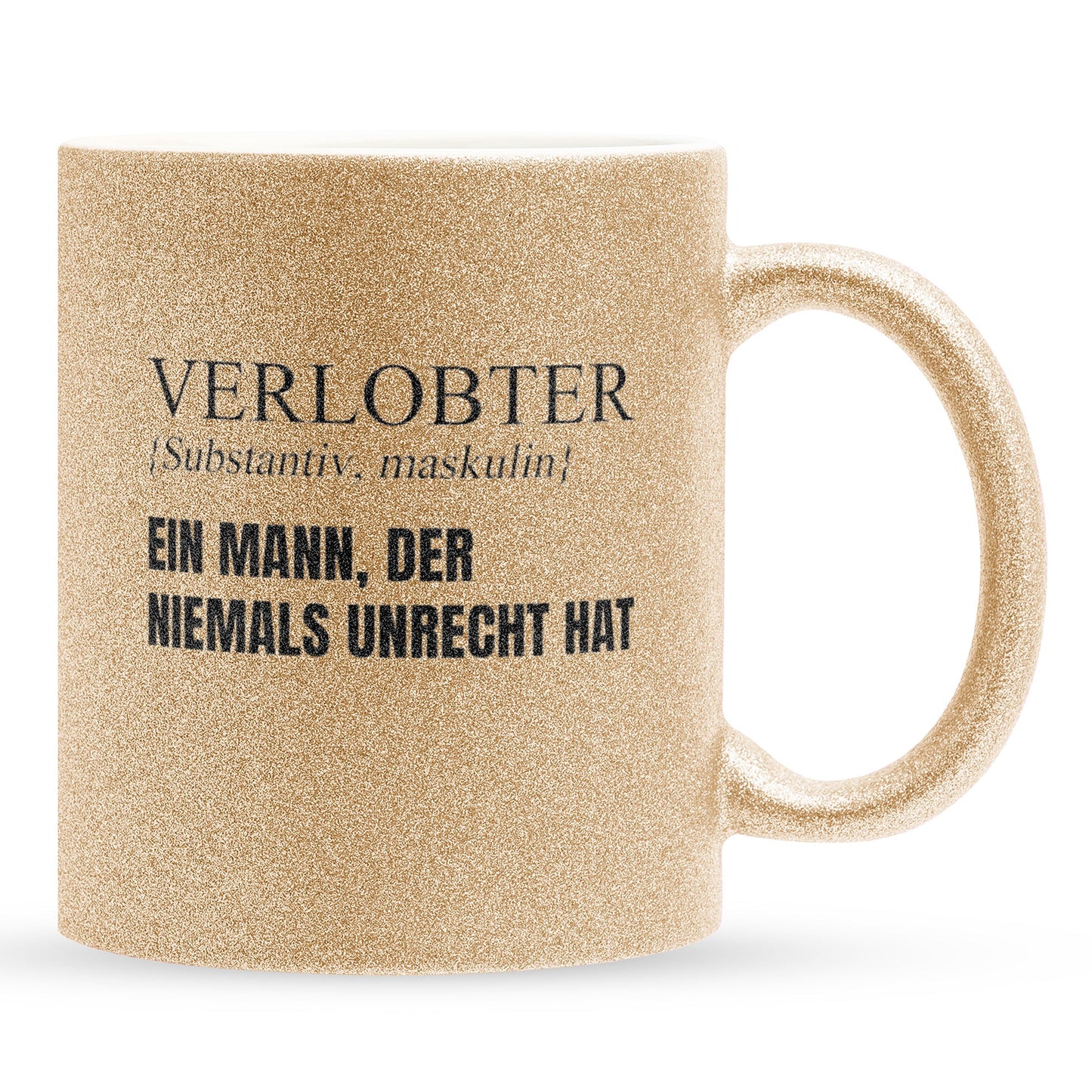 22Feels® Verlobter Geschenk - Glitzertasse mit Spruch (Gold, 320ml)-Glitzertasse Gold 320ml-22Feels