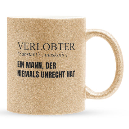 22Feels® Verlobter Geschenk - Glitzertasse mit Spruch (Gold, 320ml)-Glitzertasse Gold 320ml-22Feels