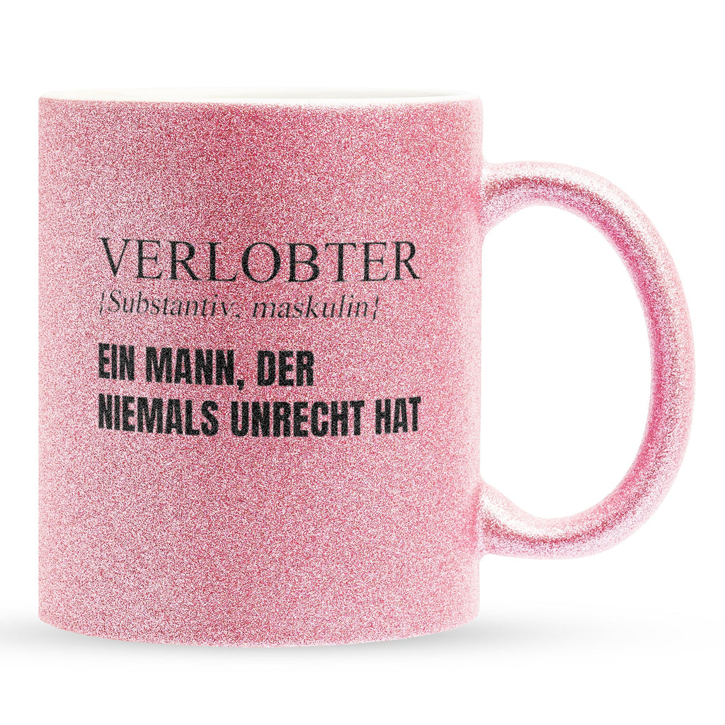 22Feels® Verlobter Geschenk - Glitzertasse mit Spruch (Pink, 320ml)-Glitzertasse Pink 320ml-22Feels