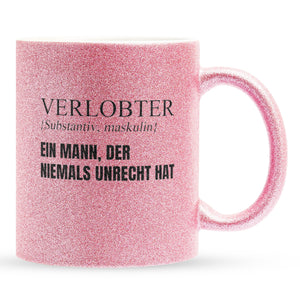 22Feels® Verlobter Geschenk - Glitzertasse mit Spruch (Pink, 320ml)-Glitzertasse Pink 320ml-22Feels