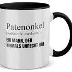22Feels® Patenonkel Geschenk - Tasse mit Spruch (Weiss-Schwarz, 320ml)-TwoTone Tasse Weiss-Schwarz 320ml-22Feels