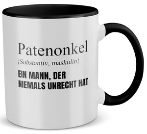 22Feels® Patenonkel Geschenk - Tasse mit Spruch (Weiss-Schwarz, 320ml)-TwoTone Tasse Weiss-Schwarz 320ml-22Feels
