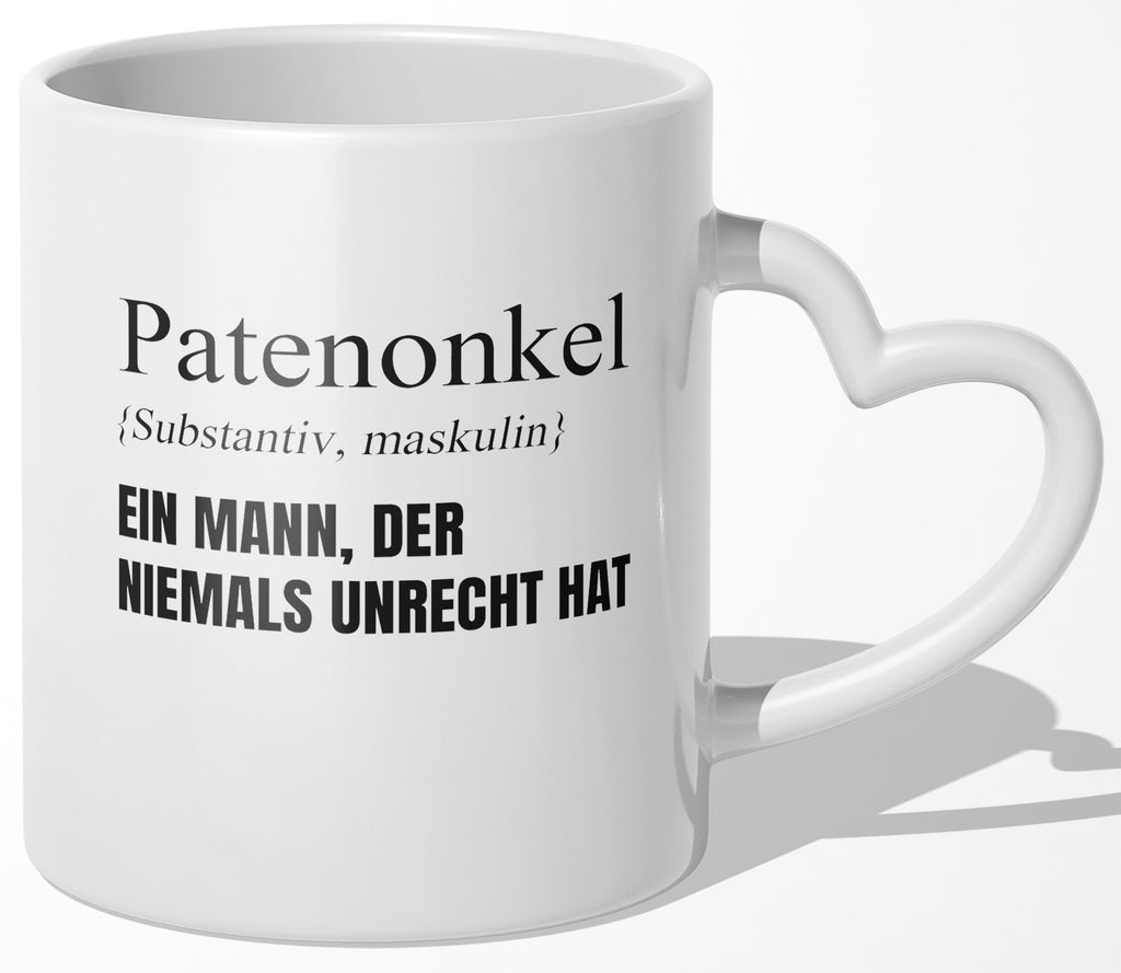 22Feels® Patenonkel Geschenk - Tasse mit Spruch (Herzhenkel, Weiss, 320ml)-Tasse Weiss Herzhenkel 320ml-22Feels