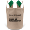 22Feels® Patenonkel Pate Osterkorb mit Henkel Ostergeschenk Tragetasche Ostern Deko Osternest Körbchen Hasenohren (Beige/Grün)-Ostern Tragetasche-22Feels