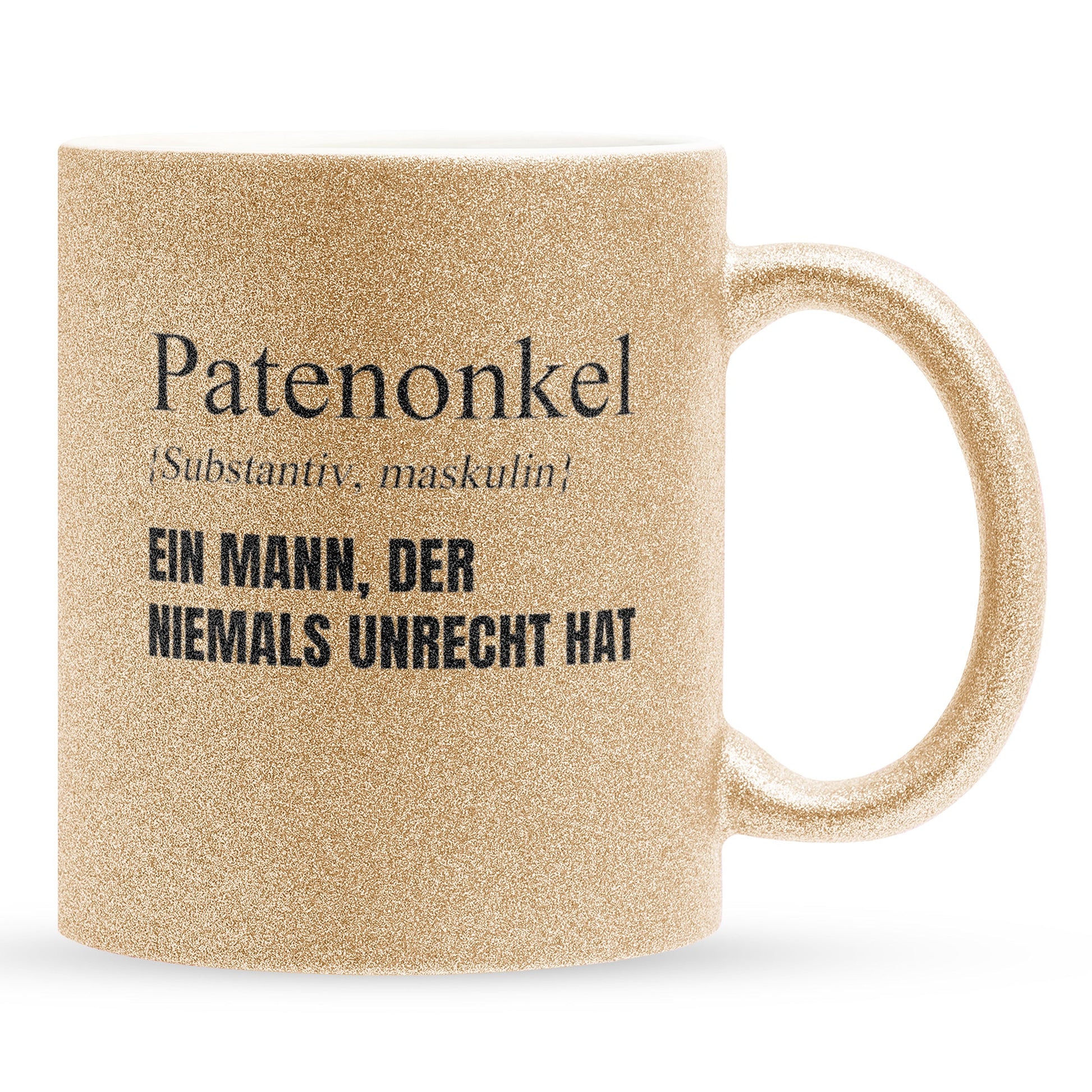 22Feels® Patenonkel Geschenk - Glitzertasse mit Spruch (Gold, 320ml)-Glitzertasse Gold 320ml-22Feels