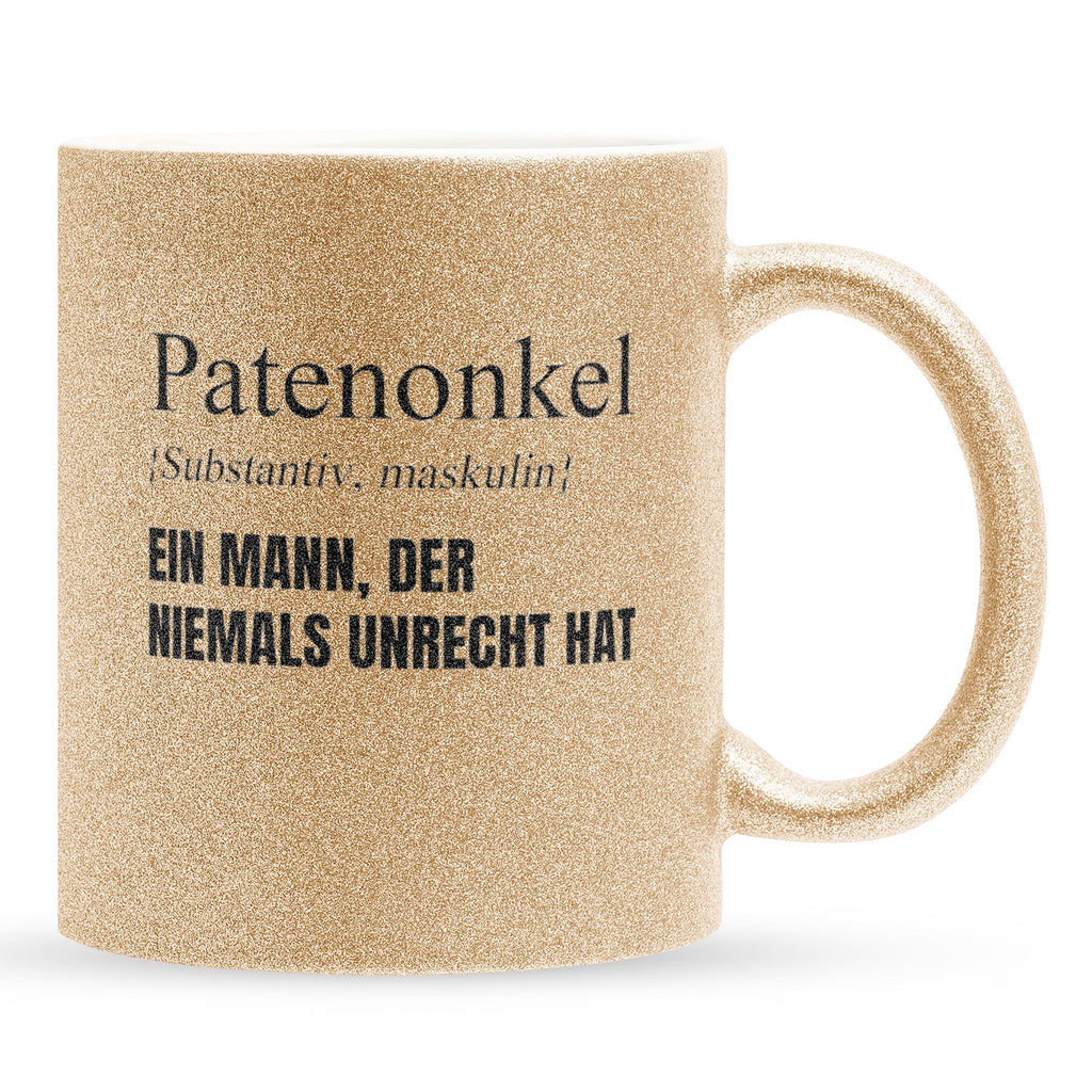 22Feels® Patenonkel Geschenk - Glitzertasse mit Spruch (Gold, 320ml)-Glitzertasse Gold 320ml-22Feels