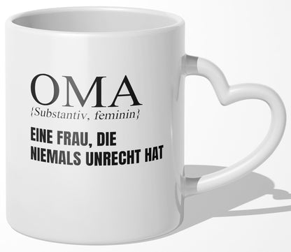 22Feels® Oma Geschenk - Tasse mit Spruch (Herzhenkel, Weiss, 320ml)-Tasse Weiss Herzhenkel 320ml-22Feels