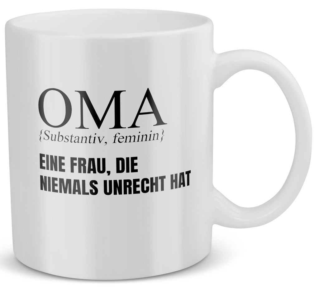 22Feels® Geschenk für Omas - Tasse mit Spruch: Definition - Eine Frau, die niemals unrecht hat (Weiss, 320ml)-Weisse Tasse 320ml-22Feels