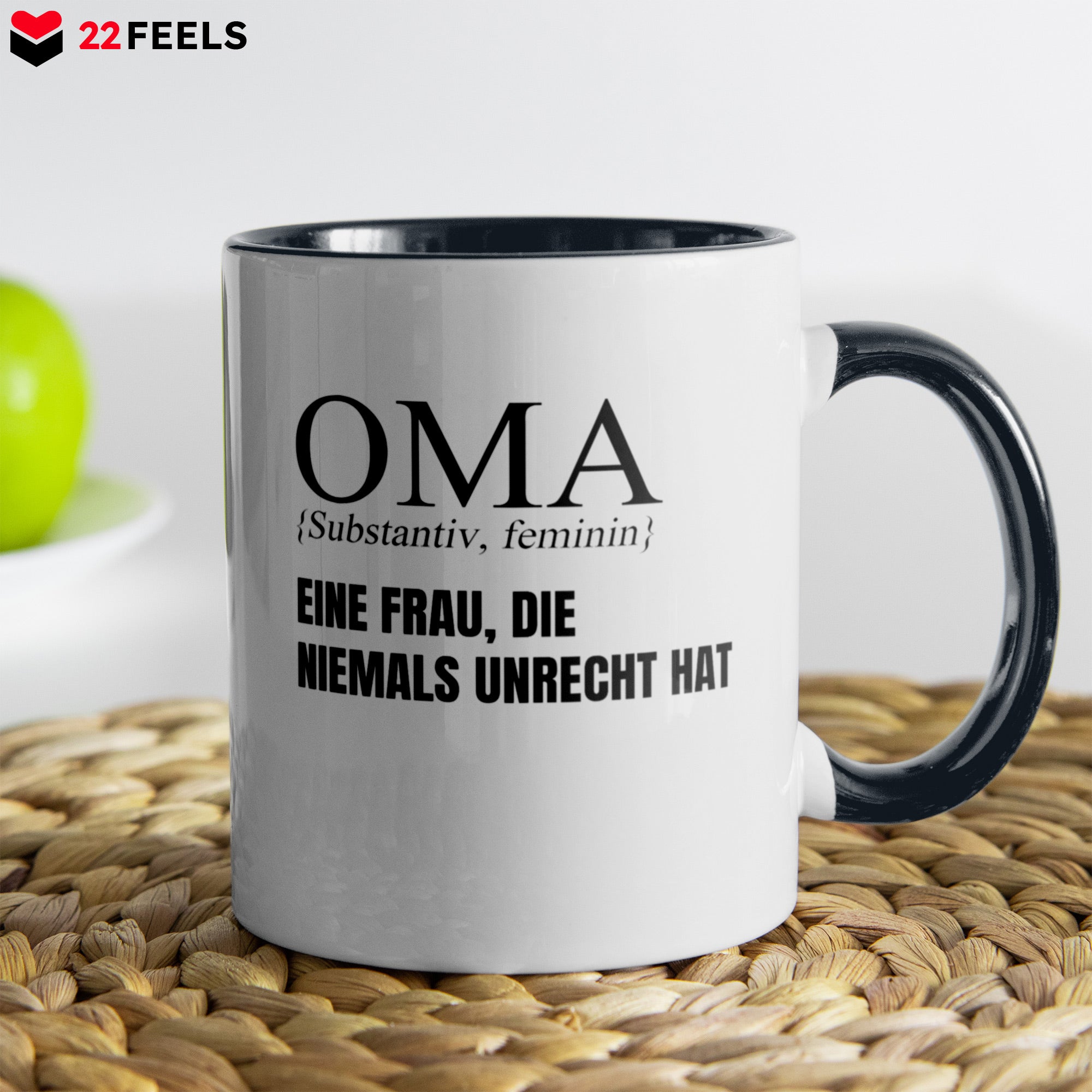 22Feels® Oma Geschenk - Tasse mit Spruch (Weiss-Schwarz, 320ml)-TwoTone Tasse Weiss-Schwarz 320ml-22Feels