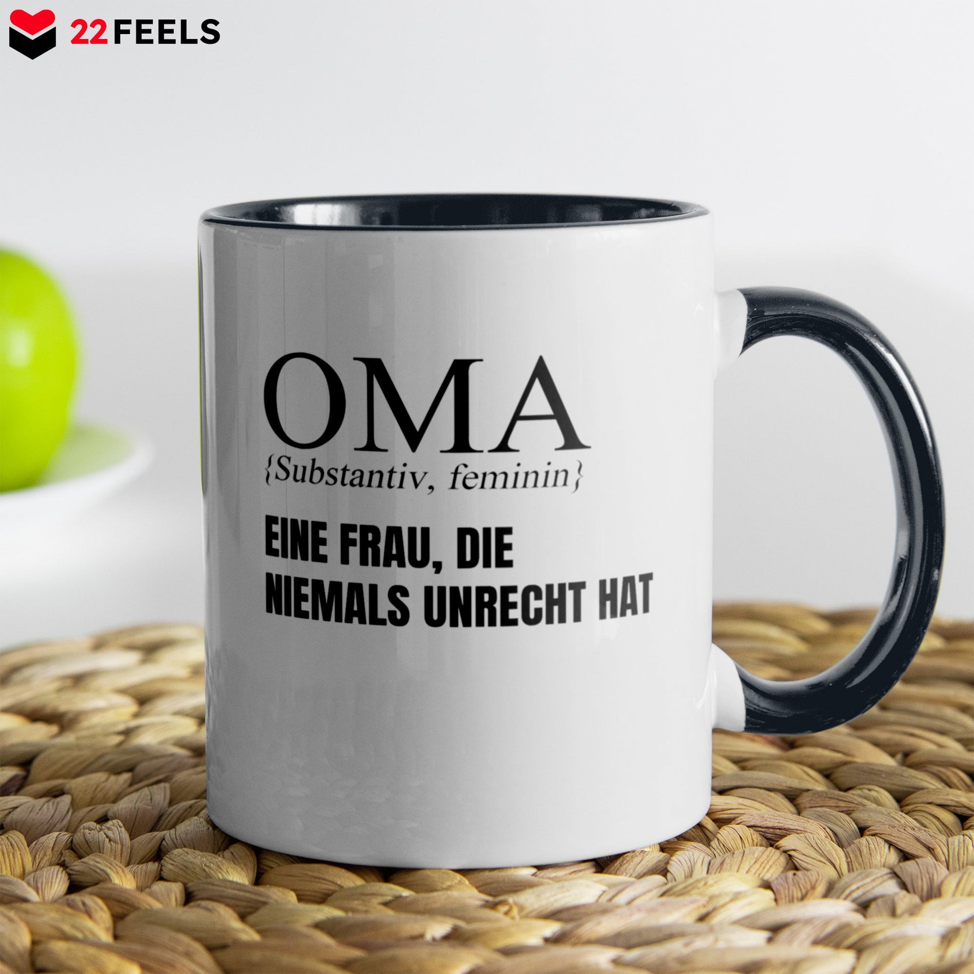 22Feels® Oma Geschenk - Tasse mit Spruch (Weiss-Schwarz, 320ml)-TwoTone Tasse Weiss-Schwarz 320ml-22Feels