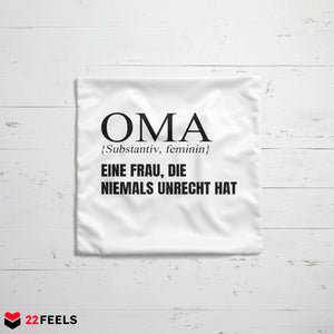 22Feels® Oma Geschenk - Kissen mit Spruch (Weiss 40x40cm)-Kissen Weiss 40x40-22Feels