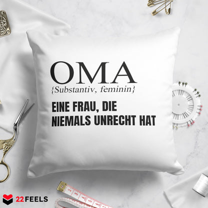 22Feels® Oma Geschenk - Kissen mit Spruch (Weiss 40x40cm)-Kissen Weiss 40x40-22Feels