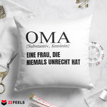22Feels® Oma Geschenk - Kissen mit Spruch (Weiss 40x40cm)-Kissen Weiss 40x40-22Feels