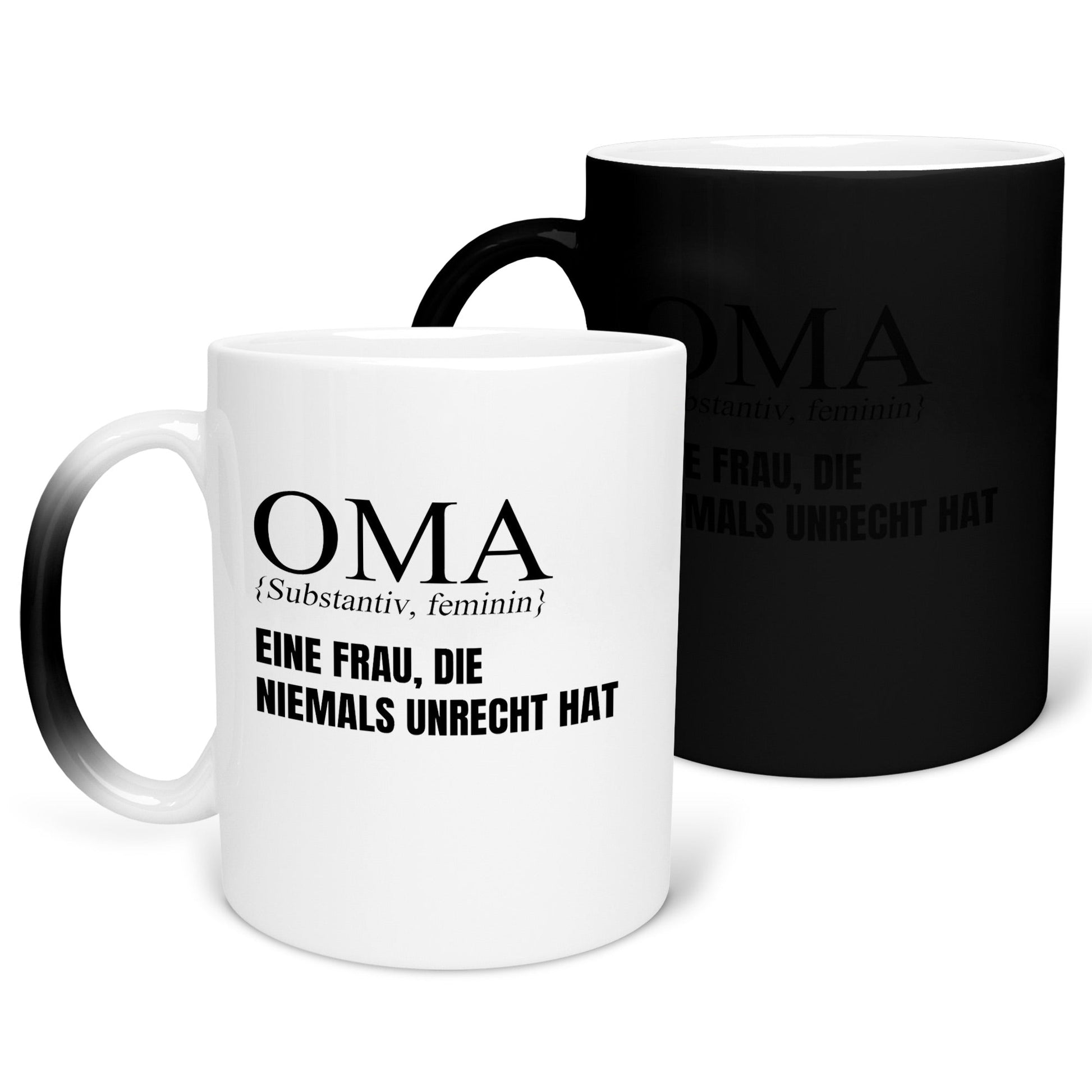 22Feels® Oma Geschenk - Zaubertasse mit Spruch (Matt-Schwarz und Weiss, 320ml)-Farbwechsel Tasse Matt 320ml-22Feels