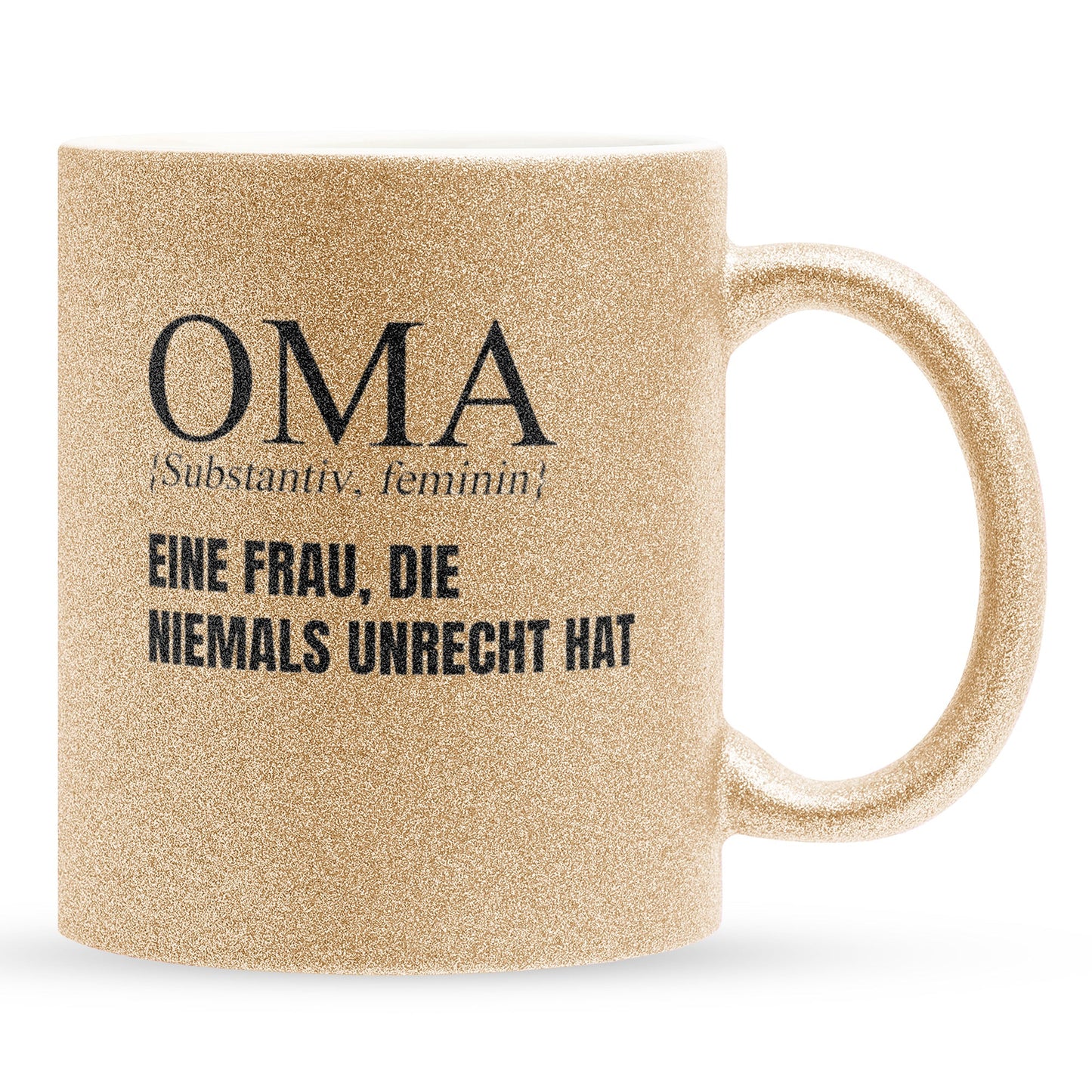 22Feels® Oma Geschenk - Glitzertasse mit Spruch (Gold, 320ml)-Glitzertasse Gold 320ml-22Feels