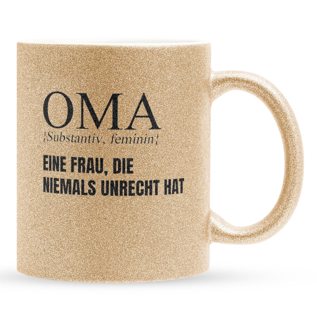 22Feels® Oma Geschenk - Glitzertasse mit Spruch (Gold, 320ml)-Glitzertasse Gold 320ml-22Feels