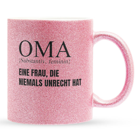 22Feels® Oma Geschenk - Glitzertasse mit Spruch (Pink, 320ml)-Glitzertasse Pink 320ml-22Feels