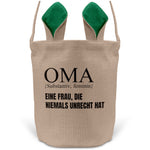 22Feels® Oma Grossmutter Osterkorb mit Henkel Ostergeschenk Tragetasche Ostern Deko Osternest Körbchen Hasenohren (Beige/Grün)-Ostern Tragetasche-22Feels