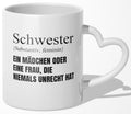 22Feels® Schwester Geschenk - Tasse mit Spruch (Herzhenkel, Weiss, 320ml)-Tasse Weiss Herzhenkel 320ml-22Feels