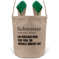 22Feels® Schwester Geschwister Osterkorb mit Henkel Ostergeschenk Tragetasche Ostern Deko Osternest Körbchen Hasenohren (Beige/Grün)-Ostern Tragetasche-22Feels