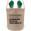 22Feels® Schwester Geschwister Osterkorb mit Henkel Ostergeschenk Tragetasche Ostern Deko Osternest Körbchen Hasenohren (Beige/Grün)-Ostern Tragetasche-22Feels