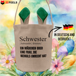 22Feels® Schwester Geschwister Osterkorb mit Henkel Ostergeschenk Tragetasche Ostern Deko Osternest Körbchen Hasenohren (Beige/Grün)-Ostern Tragetasche-22Feels