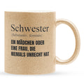 22Feels® Schwester Geschenk - Glitzertasse mit Spruch (Gold, 320ml)-Glitzertasse Gold 320ml-22Feels