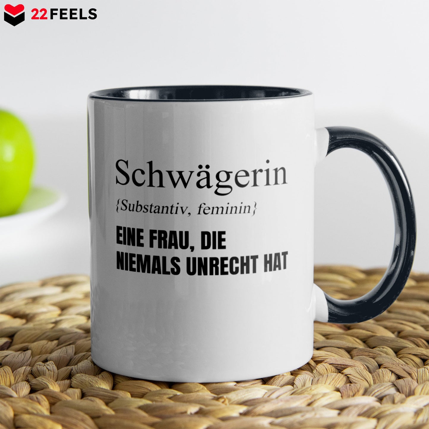 22Feels® Schwägerin Geschenk - Tasse mit Spruch (Weiss-Schwarz, 320ml)-TwoTone Tasse Weiss-Schwarz 320ml-22Feels