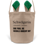 22Feels® Schwägerin Osterkorb mit Henkel Ostergeschenk Tragetasche Ostern Deko Osternest Körbchen Hasenohren (Beige/Grün)-Ostern Tragetasche-22Feels